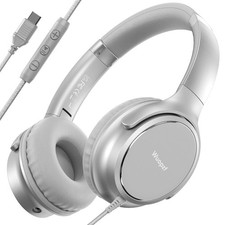 USB C Wired Over-Ear Headphones with Microphone, Volume Control, Share Port, ...