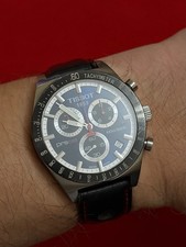 Tissot PRS 516 Quartz Chrono Men's Watch 42mm Steel with Leather Band T044417A