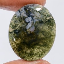 100 Natural Moss Agate Oval Cabochon Loose Gemstone 27 Ct. 26X21X5 mm X-27426