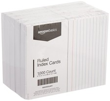 Amazon Basics Ruled Lined Index Cards for Study, 10 Pack (1000 Count), White