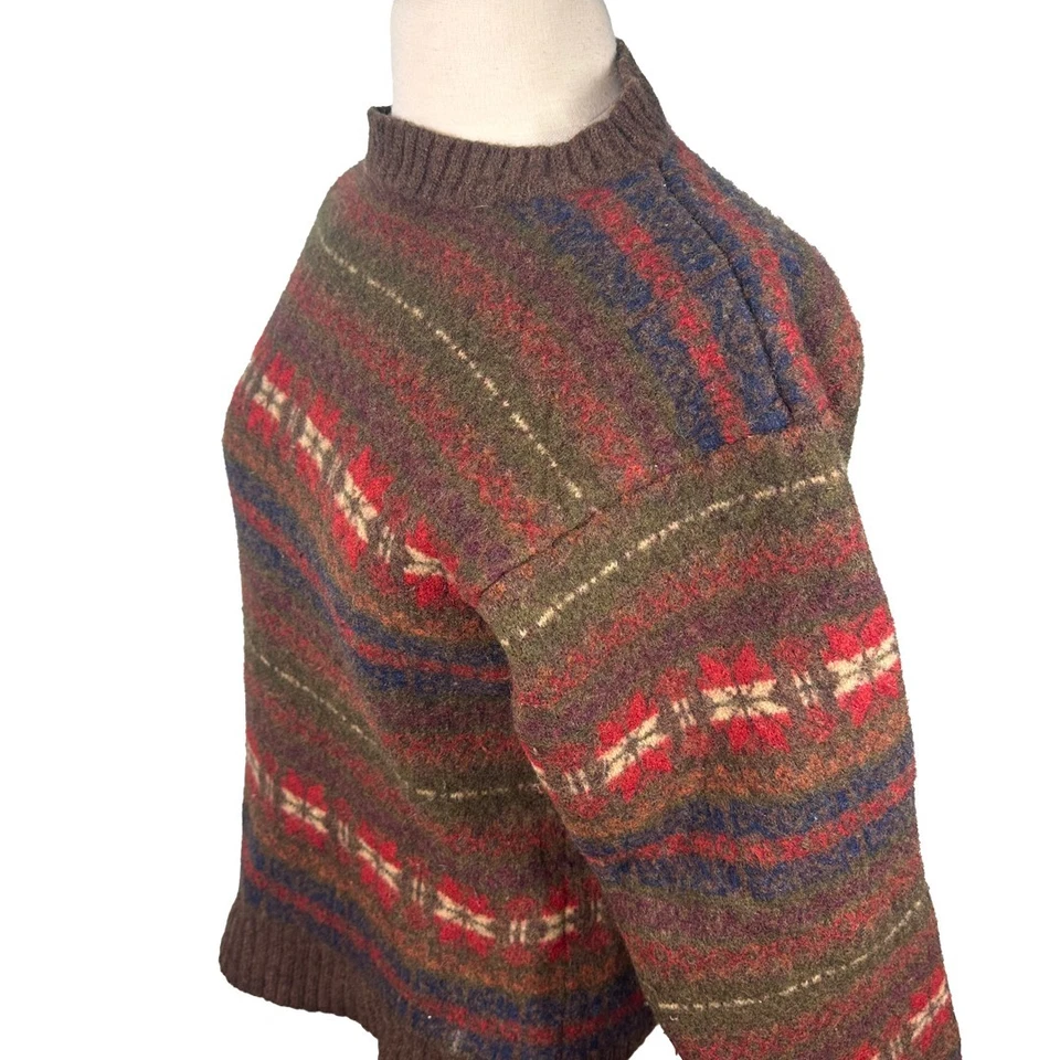 Tommy Hilfiger 复古羊羔毛毛衣女式 L Fair Isle — 第 2/4 张图片