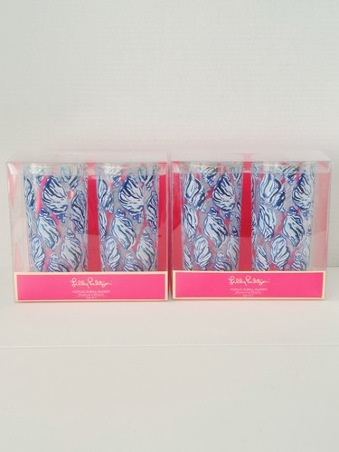 Two Sets LILLY PULITZER ‘Drop In’ Set of 2 Acrylic Hi Ball Glasses Vintage NIB - Picture 3 of 4