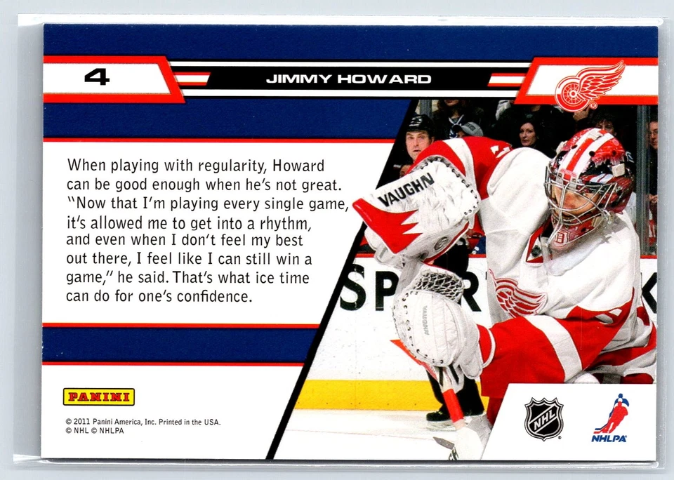 2010-11 Panini Zenith Crease is the Word #4 Jimmy Howard Red Wings - Image 2 of 2