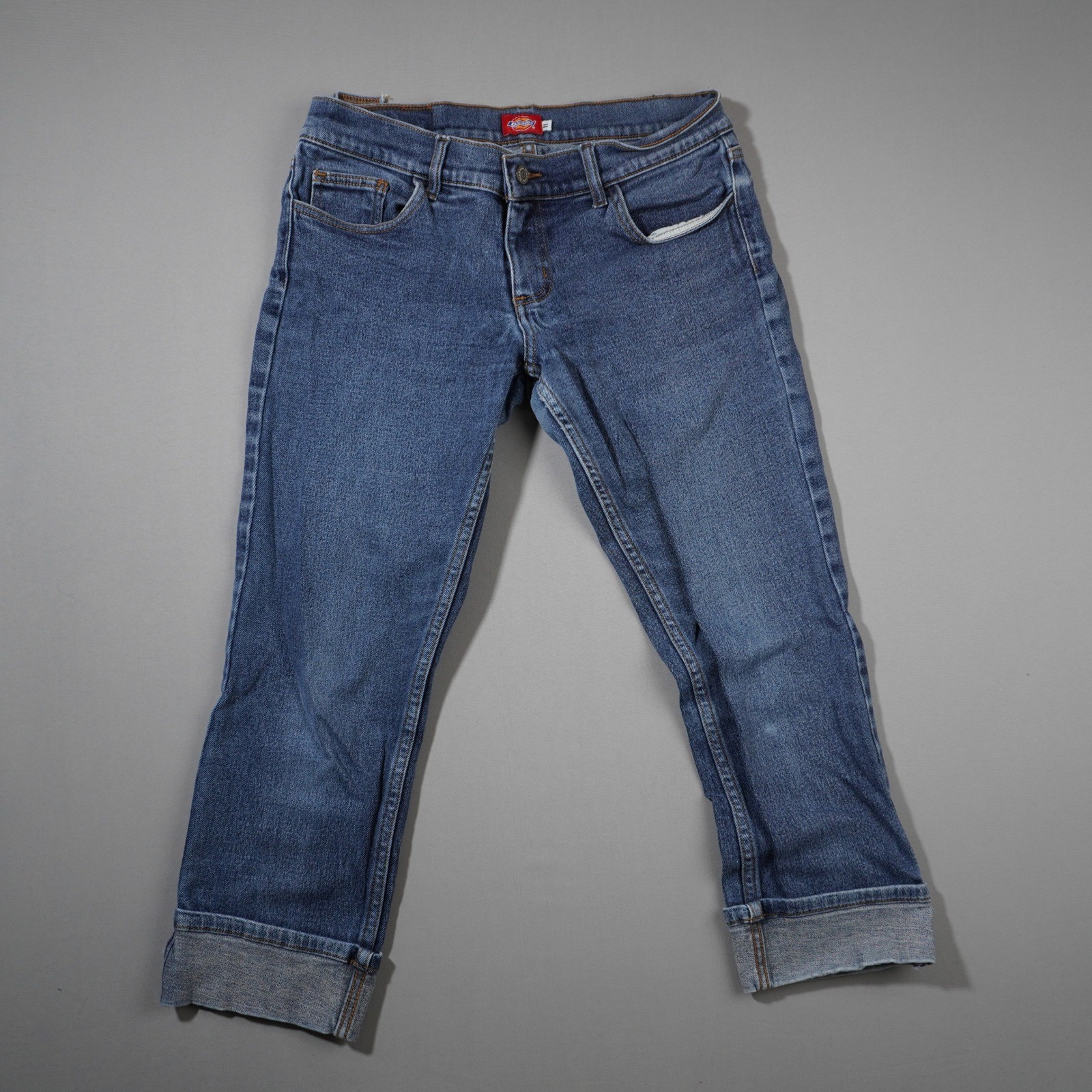Dickies Capri Blue Cuffed Women's Stretch Denim Jeans 11