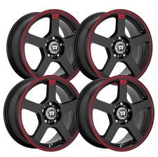 Set-4 Motegi Mr116 Fs5 15x6.5 5x100 Black Red 40mm Wheels Rims 15 Inch