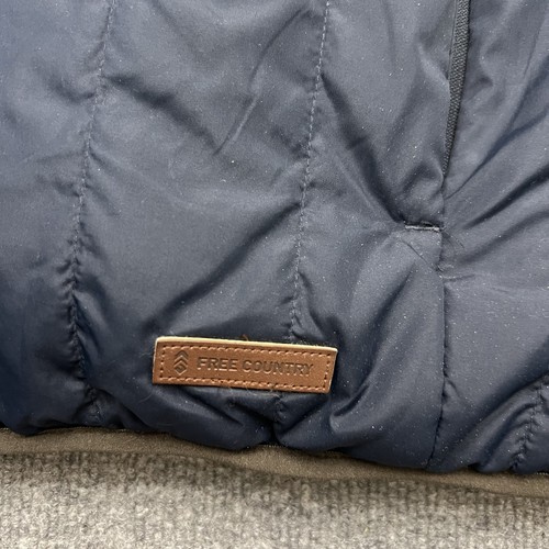 Free Country Vest Mens XL Navy Brown Reversible Fleece Lined Full Zip Outdoor - Picture 2 of 11