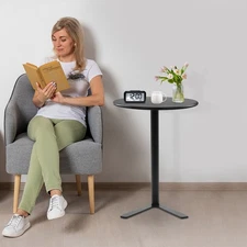 27.2 in Height Black Iron Side Table Modern Frosted Nightstand Small Drink Table