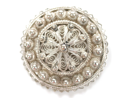 filigrane, alte Brosche - David Andersen - Christiania 1885 - 830er Silber - Afbeelding 2 van 8
