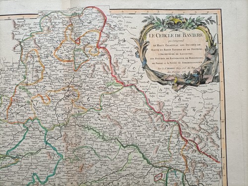 Bayern, München, Chiemsee, Ingolstadt Orig. Kupferstich Karte von 1751 Vaugondy - Bild 2 von 16