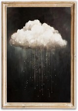 Modern Abstract Canvas Prints Wall Art Vintage Rain Cloud Oil Painting Wall Art