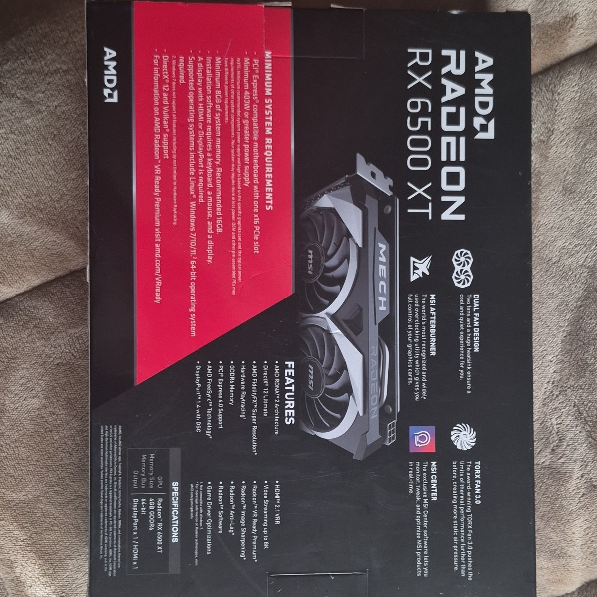 MSI AMD Radeon RX 6500 XT MECH 2X OC 4GB GDDR6 Dual Fan PCIe 4.0