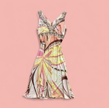 RARE Emilio Pucci  Iconic Vintage Print 100% Silk Fairycore Dress Size S