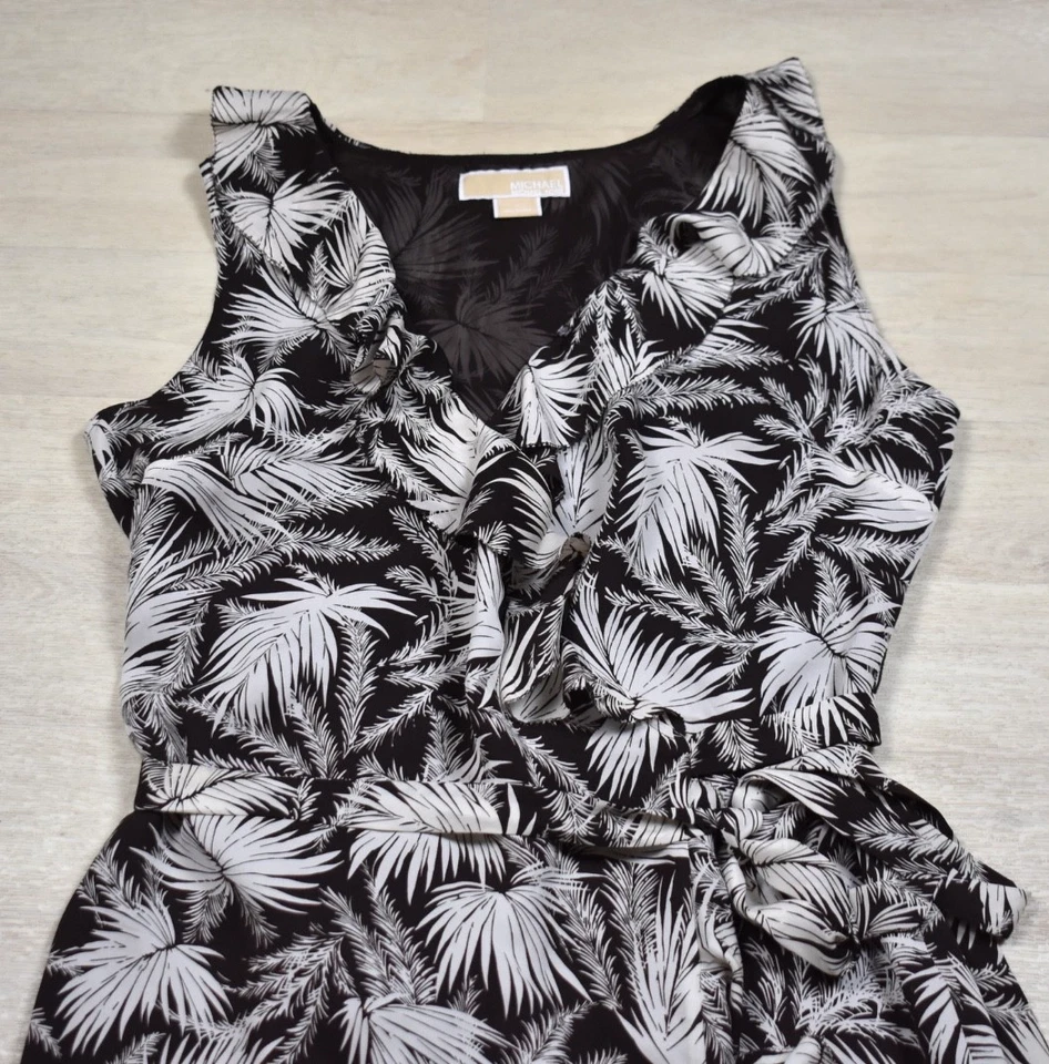 Mini Vestido Michael Kors Envolvente 100% Seda Vacation Resort Marrón Volantes 12 Foto 2 de 4