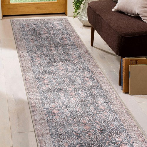 Rugshop Runner Rug Vintage Inspired Machine Washable Non Slip Hallway Runner 2x7 - Picture 8 of 10