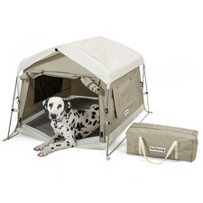 Dog Tent Cotton Fabric, Aluminum Poles and Camping Mat, Outdoor Weatherproof,...
