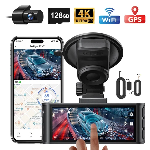 REDTIGER 4K Dash Cam Front and Rear,Touch Screen 3.18 Inch,With Hardwire Kit
