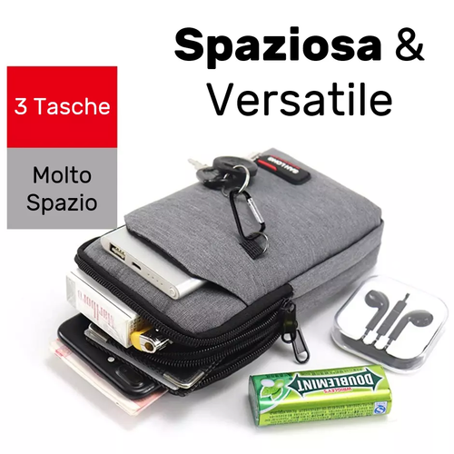 Borsa da Cintura Borsa a Tracolla Borsello Uomo Porta Cellulare Lavoro Marsupio - Foto 2 di 16