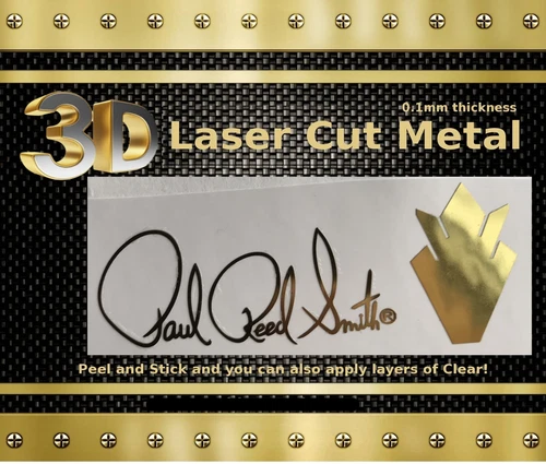 PRS Paul Reed Smith Guitar Decal 3d metal Headstock Logo one decal m28b
