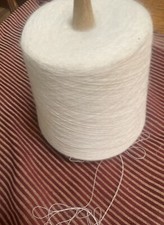 1 Lb 10 oz White Vintage Cone Spooled Wool Blend Knitting Yarn - NOS