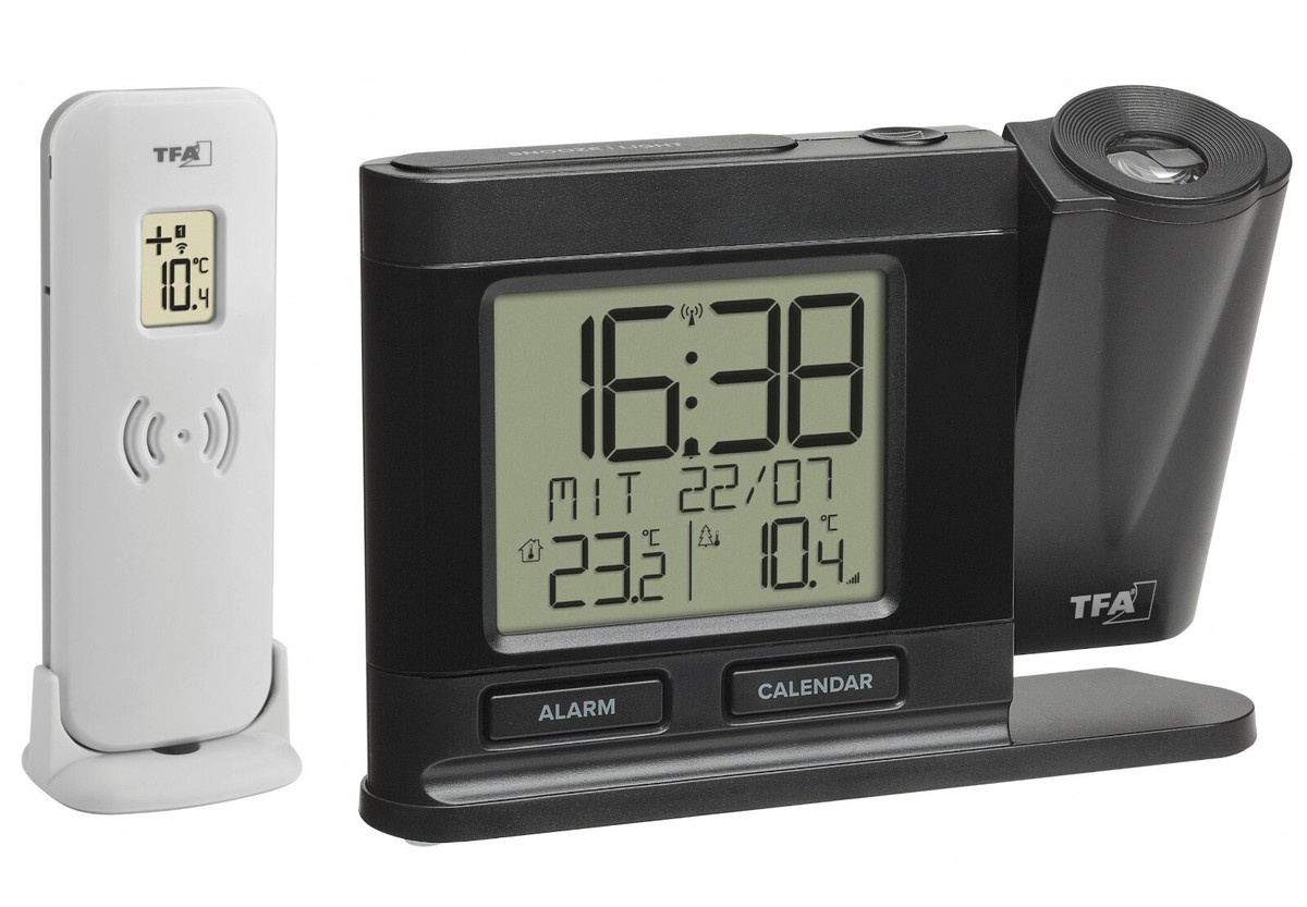 TFA Projektionswecker digital innen aussen Temperatur Funkwecker  DCF
