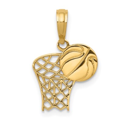 14k Gelbgold Basketballkorb und Kugel Anhänger 0,59gm L-18mm, B-12mm