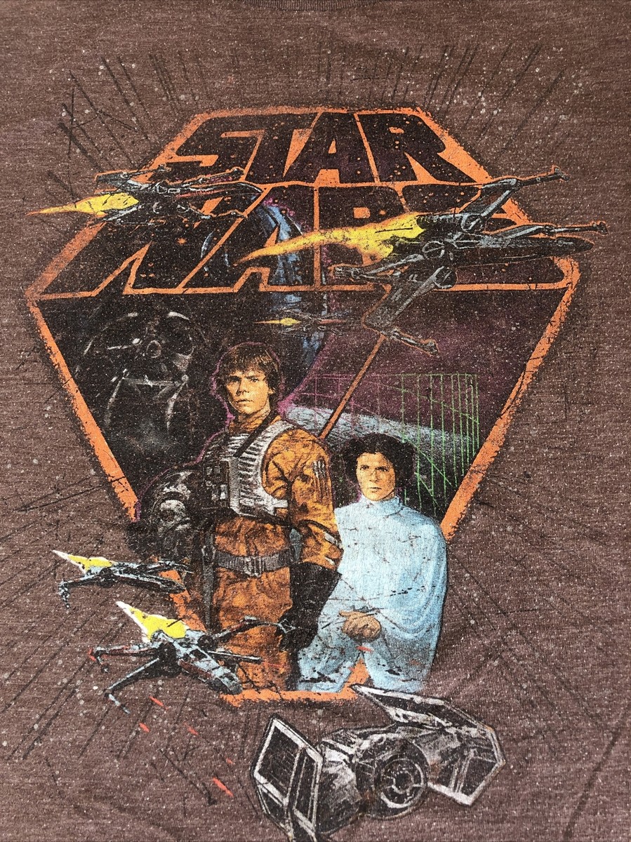 Vintage Star Wars Lucas Film Luke Skywalker Princess Leia T Shirt Brown Small View 2