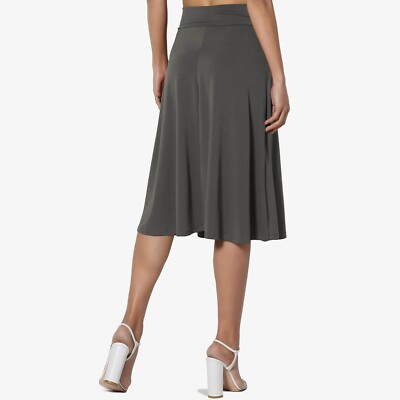 Women's Knee Length A-Line Ruched Flared Skirt with Fold Women's Knee Length A-Line Ruched Flared Skirt with Fold
