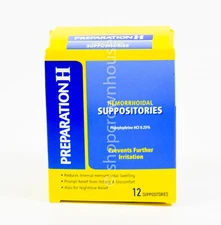 Preparation H Hemorrdoidal SUPPOSITORIES 12 discomfort relief NIB 03/2026
