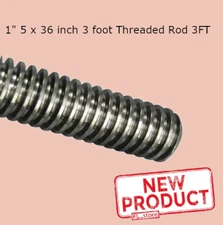 1" - 5 x 36 Inches 3 Feet Acme Fully Threaded Rod 3 Foot Steel Plain Thread NEW