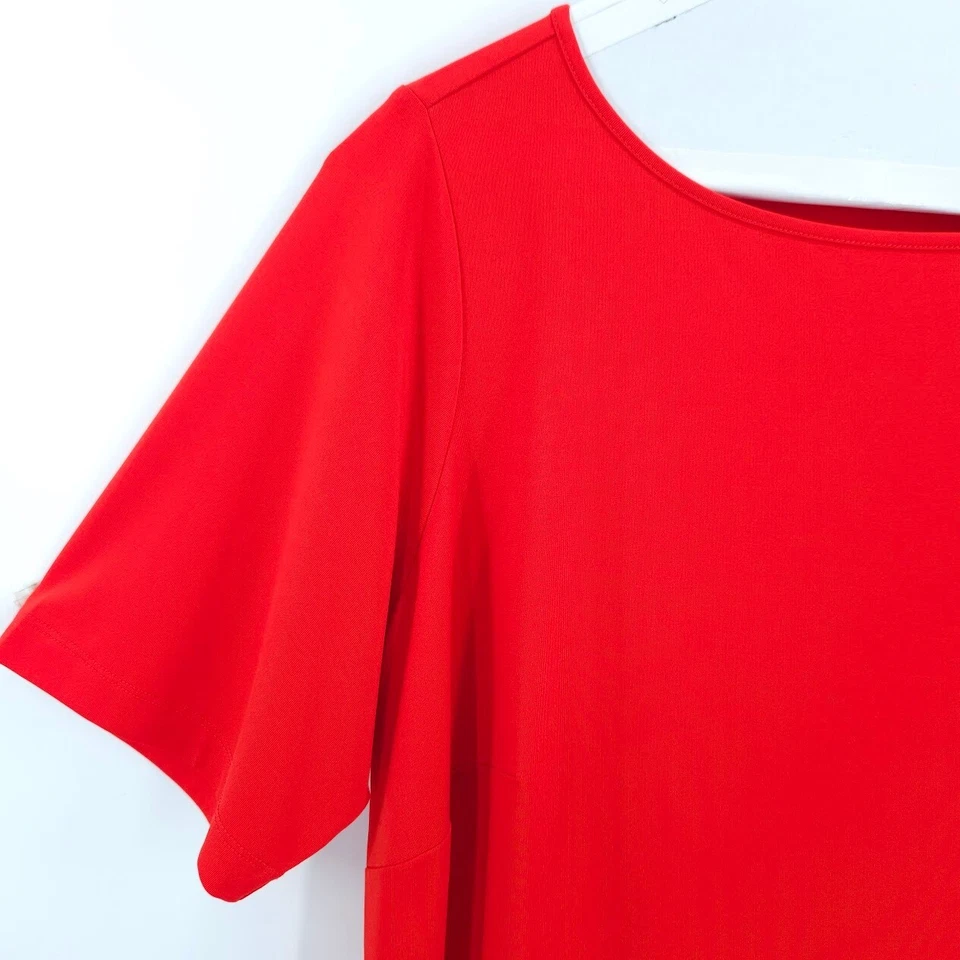 Top pulóver túnica roja Joan Rivers talla grande 1X elástico manga corta para mujer Foto 4 de 4