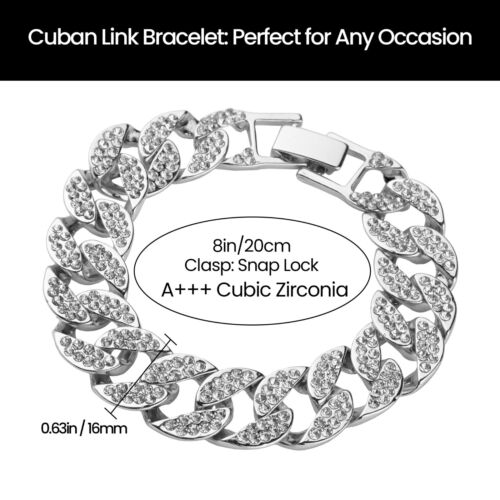 Reloj, pulsera de diamantes simulados con acabado plateado brillante de lujo con banda completamente helada para hombre - Imagen 4 de 14
