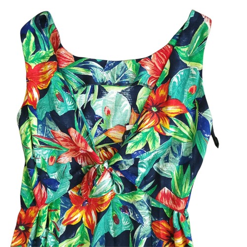Vintage Hawaiian Be Smart Dress Maxi Womens 2 Aloha Floral Tulip Tie Usa Rayon - Picture 4 of 12