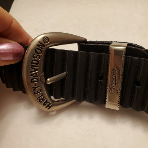 Harley Davidson Damengürtel schwarz gerippt Gummi Made in Italy Größe Small 30/33 - Bild 5 von 5