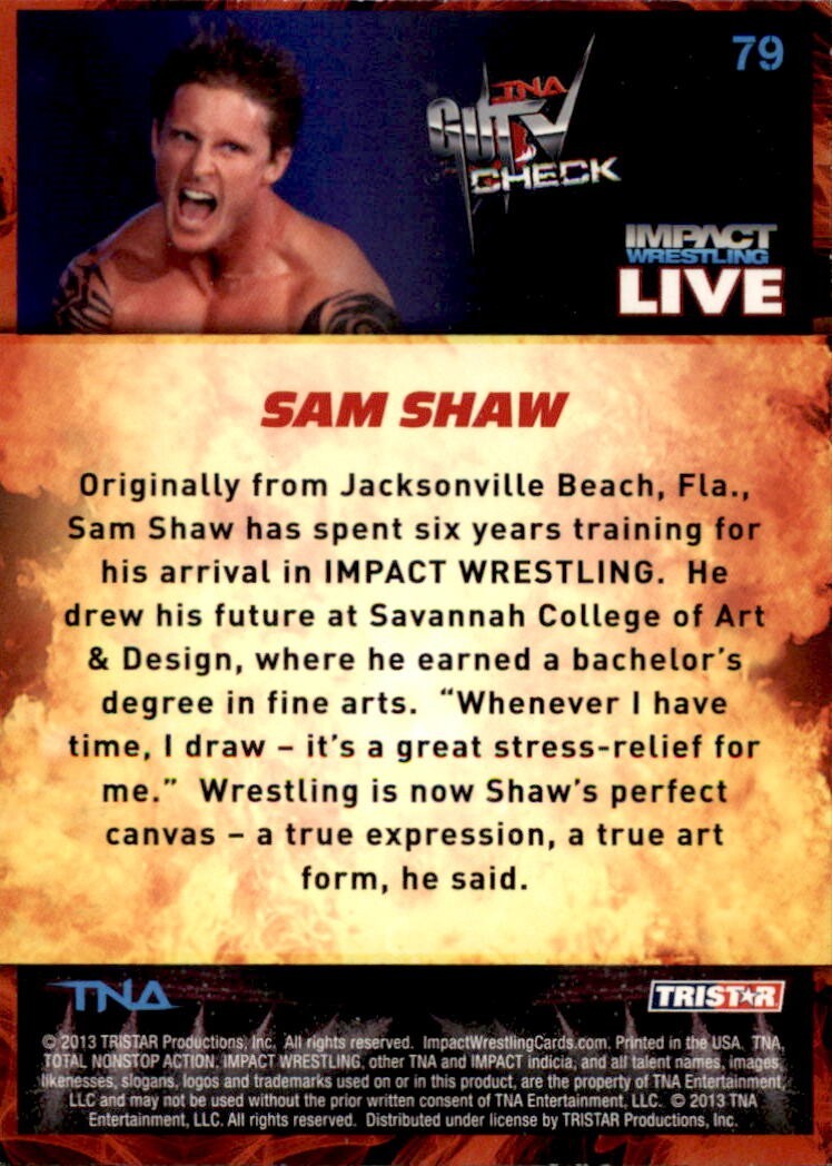 Sam Shaw Signed 2013 Tristar TNA Impact Debut Card #79 Dexter