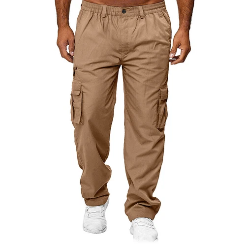 Mens Cargo Pants Lightweight Casual Summer Pants Pocket Elastic Waist Belt - Picture 5 of 19