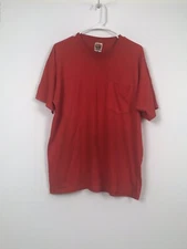 vtg 80s 90s Fruit of the Loom SELVEDGE Red Pocket T-Shirt Blank soft thin XL