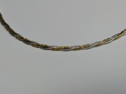 Fancy Italian 14K Two Tone Quality Necklace 17" Long - Picture 2 of 7