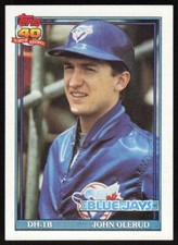 1991 Topps Dark Logo Variation Gum Stain #168 John Olerud Toronto Blue Jays