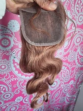 16INCH 4X4 AUBURN BROWN 33# LACE CLOSURE 100% BRAZILIAN HUMAN HAIR BODY WAVE 12A