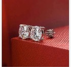 Birthday Gift  Earrings 4.00CT Round Lab Grown Diamond 14k White Gold #376 — photo 6