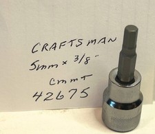 Craftsman  5mm x 3/8" Dr Hex Bit Socket  CMMT 42675 Free USA Shipping