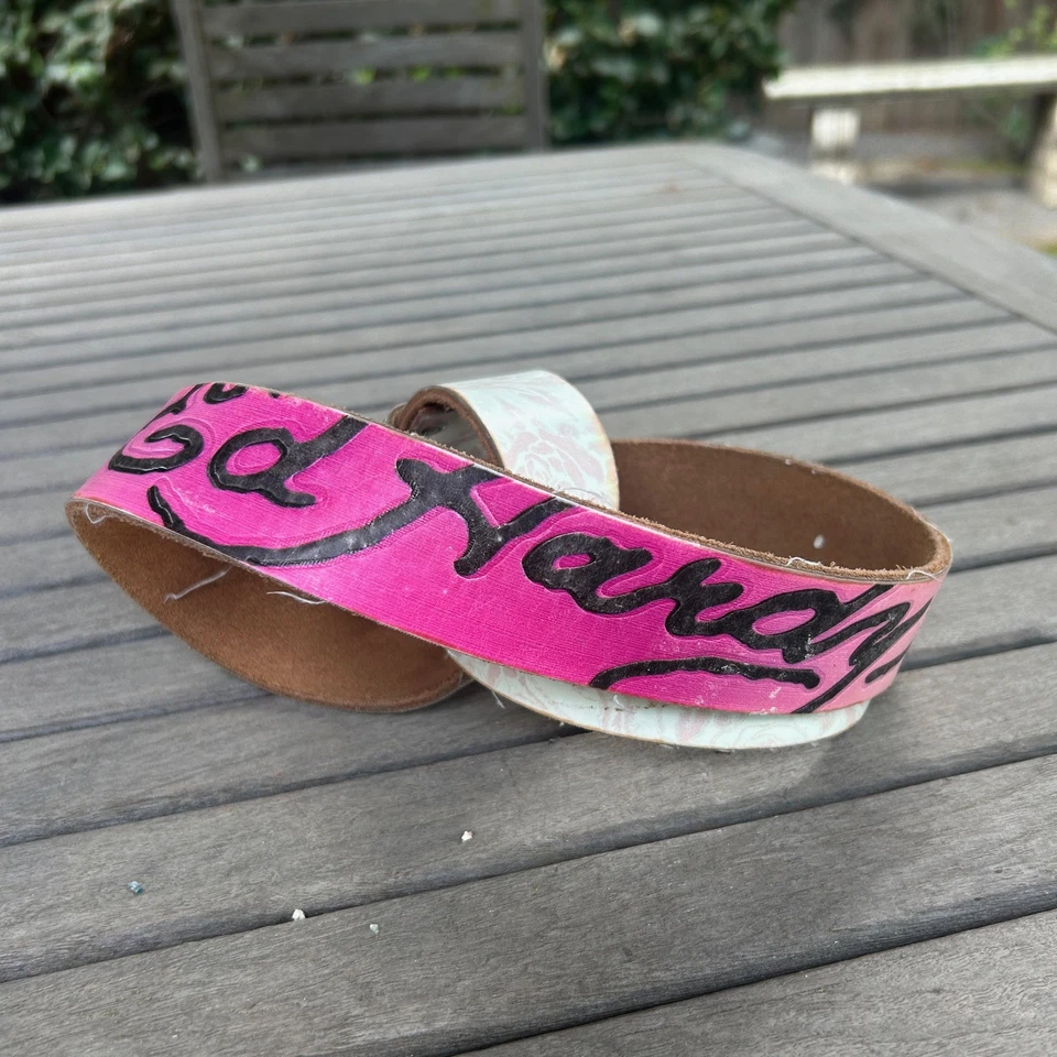 Ed Hardy Tattoo Bling Handmade Leather Belt Size Large READ - Image 3 of 4