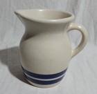 Vntg Robinson Ransbottom Roseville Ohio Vintage Blue Banded Pottery 1 Qt Pitcher