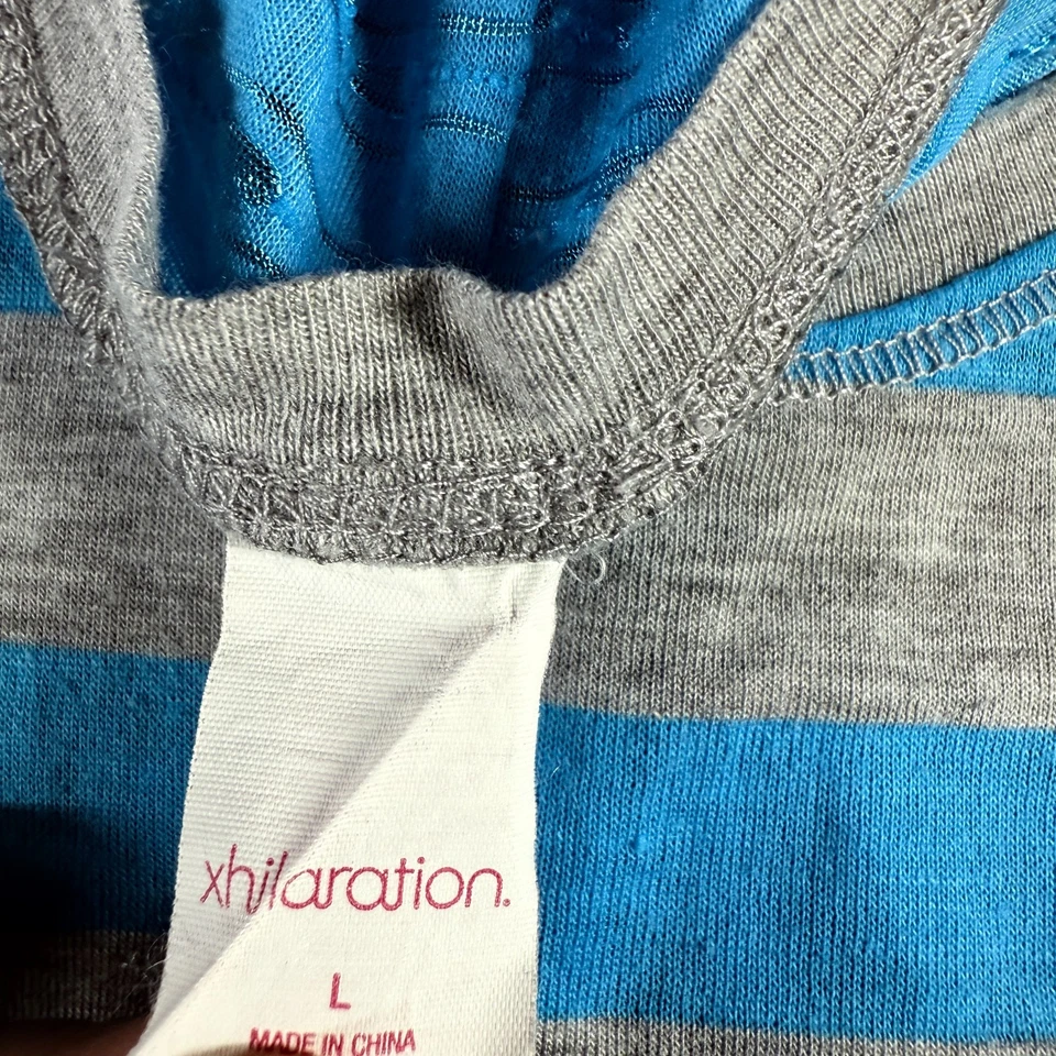 Vestido sin mangas Xhilaration para mujer espalda deportiva azul gris rayas talla L Foto 3 de 4