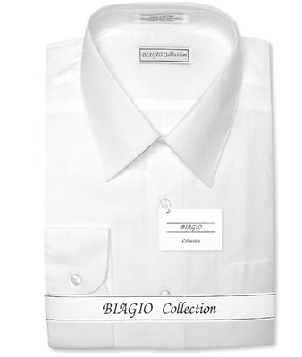 Biagio Mens 100% COTTON Solid WHITE Color Dress Shirt sz 14.5 32/33