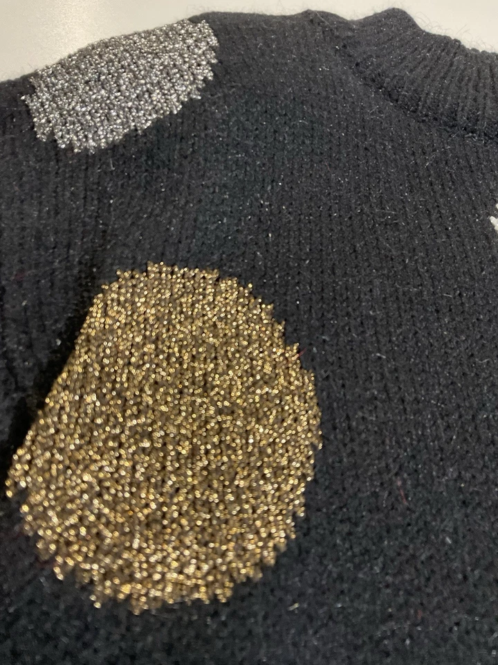 Suéter Vintage Liz Claiborne Metálico Lunares Talla S Brillo Almohadillas para el Hombro Años 90 Foto 3 de 4