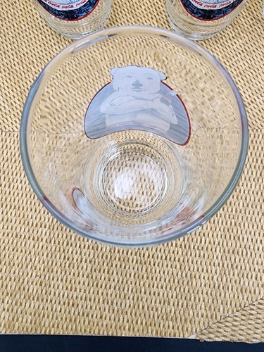 6 Indiana Glass 16 Oz. Coca Cola Glass Tumblers / Glasses, "Polar Bear" Pattern - Picture 4 of 7