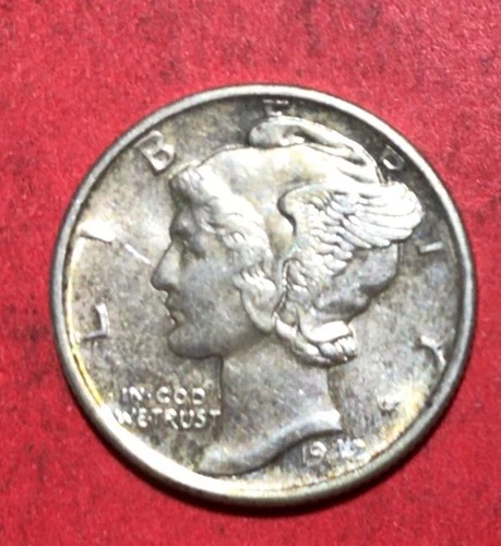 1942S US Mercury SILVER Dime "San Francisco" Mint! AU "Double Profiie" LIBERTY!