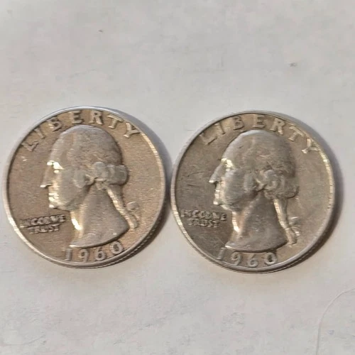 0.36168 Troy Oz. Silver $0.50 Face Value = 2 x 90% 1960 Washington Quarters P&D