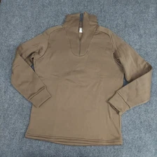 Military Cold Weather Base Layer Shirt Mens Medium Brown Zip Polypropylene Under